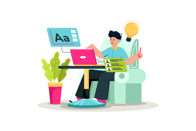 Freelancer working on multiple client projects  Illustration