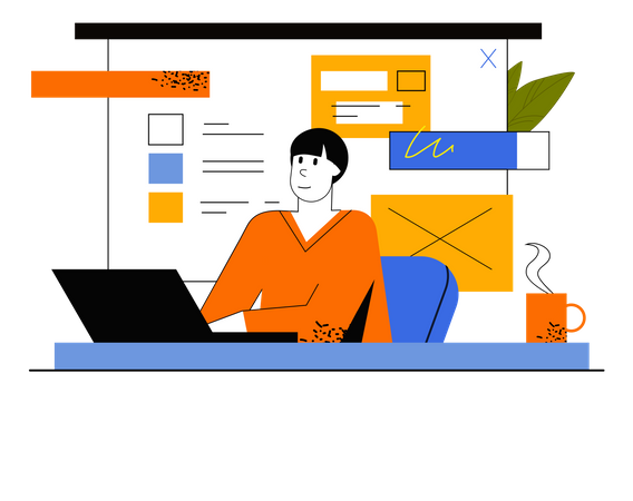 Freelancer Working On Project  Illustration