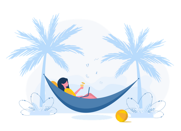 Freelancer working on vacation  Illustration