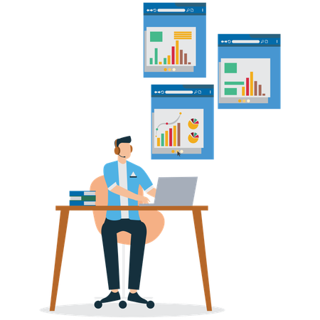 Freelancer Working Remotely  Illustration