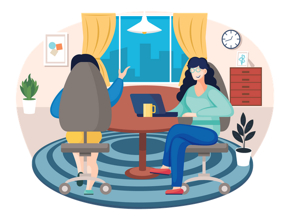 Freelancer working together at home  Illustration