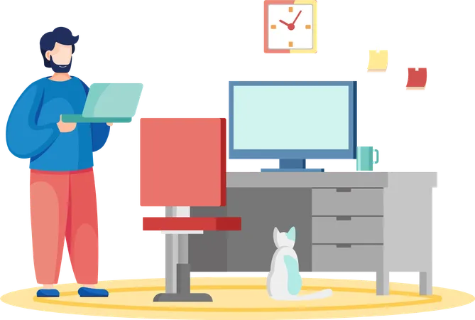 Freelancer works from home  Illustration