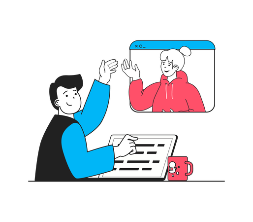 Freelancers doing online meeting  Illustration