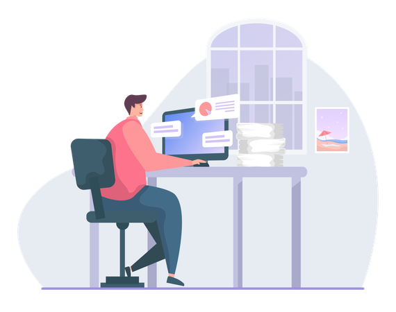 Working from home  Illustration