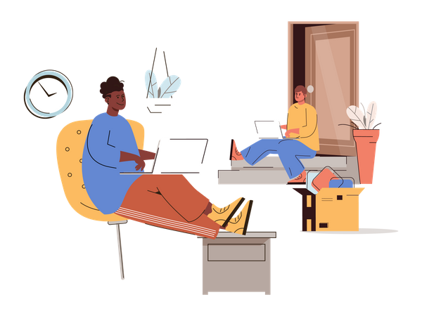 Freelancers working from home  Illustration