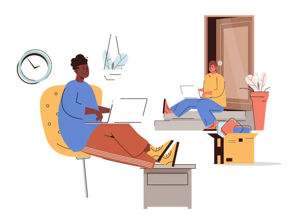 Freelancers working from home  Illustration