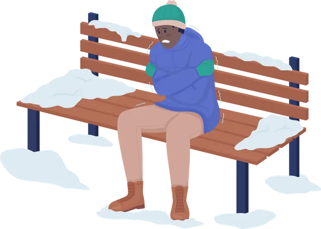 Freezing from cold in park Illustration
