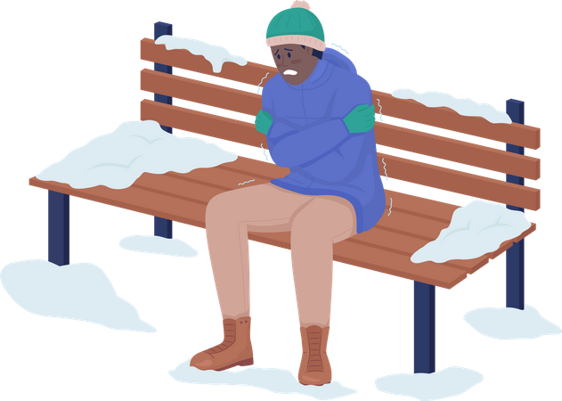 Freezing from cold in park  Illustration