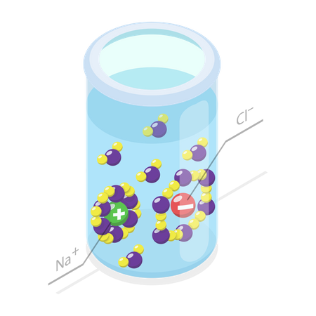 Freezing Of Water With Salt and Educational Chemistry  Illustration