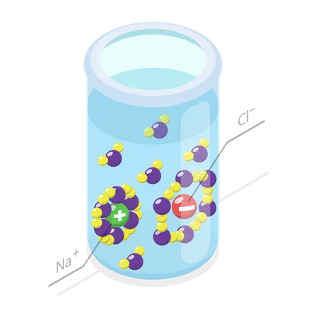 Freezing Of Water With Salt and Educational Chemistry  Illustration