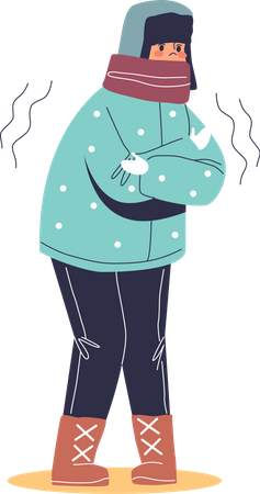 Freezing young man in warm clothes Illustration