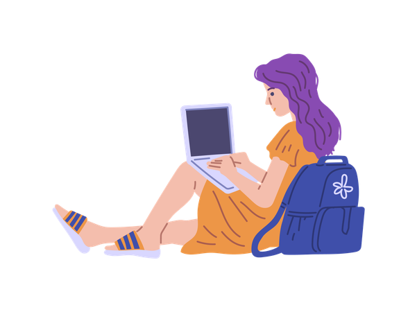 Freiberufler, der am Laptop arbeitet  Illustration