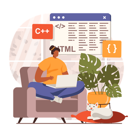 Freiberufler, der an der Website-Entwicklung arbeitet  Illustration