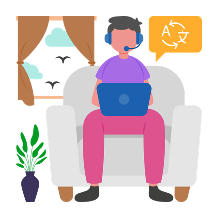 Freiberuflicher Übersetzer, der online arbeitet  Illustration