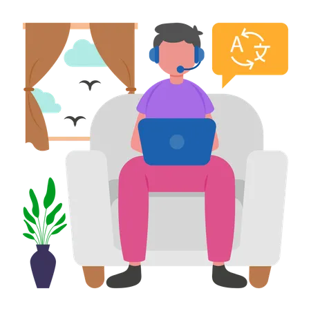 Freiberuflicher Übersetzer, der online arbeitet  Illustration