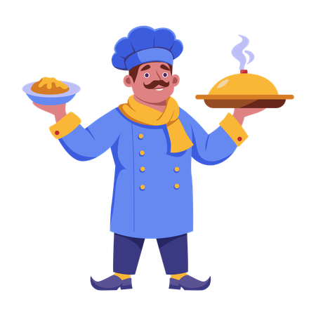 French chef prepares meal  Illustration