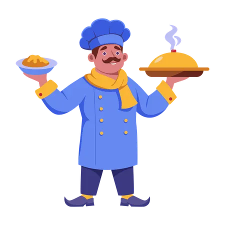 French chef prepares meal  Illustration