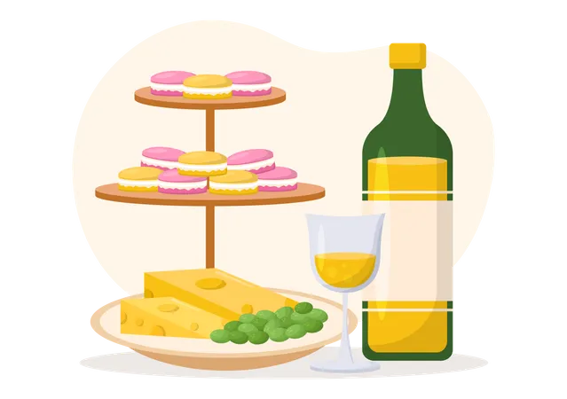 French Food And Wine  Illustration