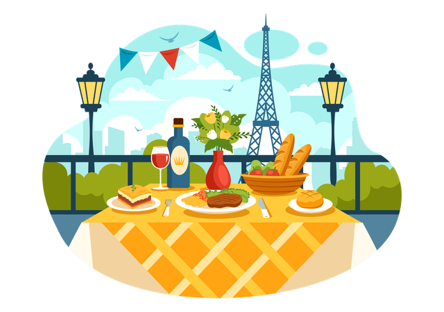 French Food Restaurant  Illustration