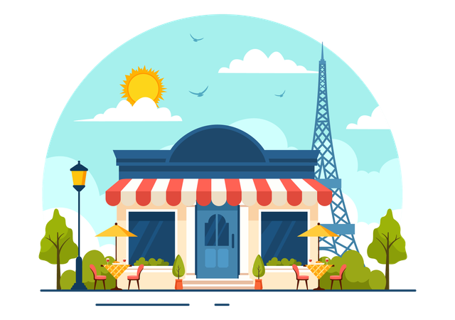 French Food Restaurant  Illustration