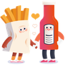 french fries and ketchup illustrations free