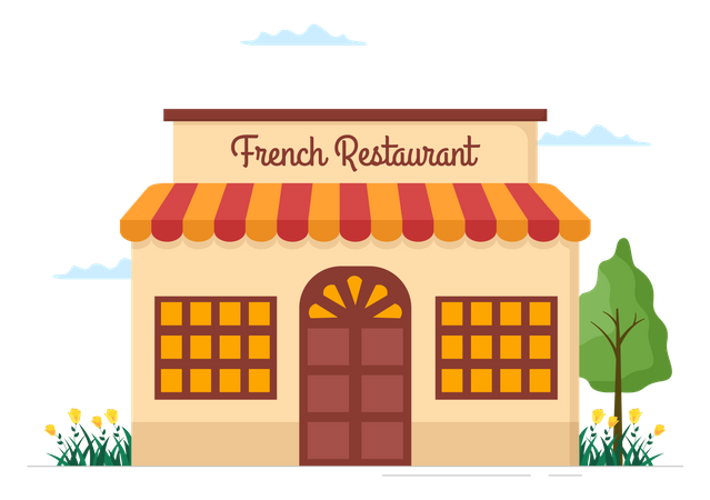 French Restaurant Illustration