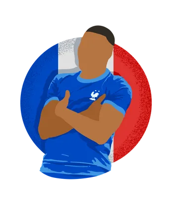 French soccer player celebrating Illustration