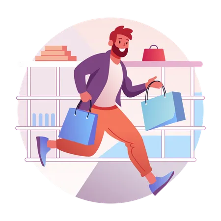 Shopping Frenzy corre para pegar ofertas de compras  Ilustração