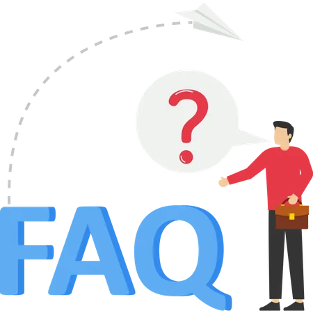 Frequently Asked Questions Concept Woman With Long Hair Saying In Message Bubble And Holding Big Blue Question Mark Next To FAQ Lettering Vector Illustration For Website Illustration