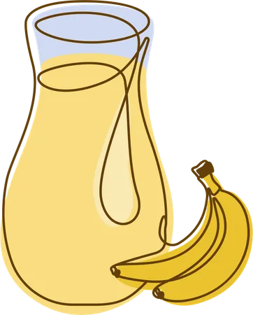 Fresh Banana Juice In Glass With Straw  Illustration