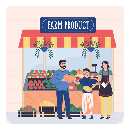 Fresh Farm Vegetables Kiosk Illustration