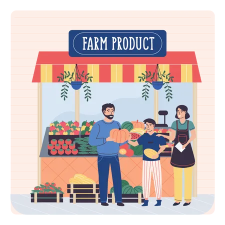 Fresh Farm Vegetables Kiosk  Illustration