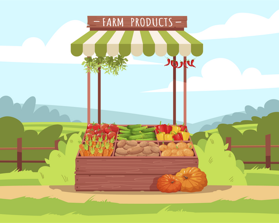 Fresh Farm Vegetables Kiosk  Illustration