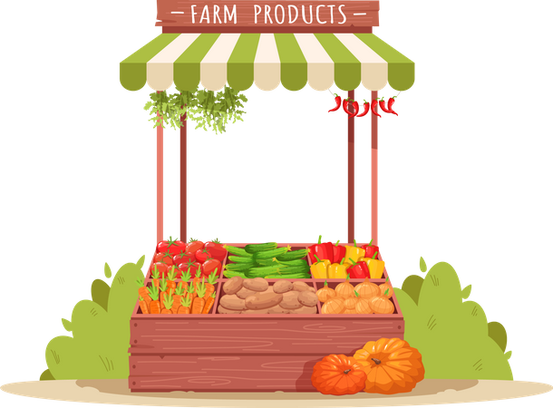 Fresh Farm Vegetables Kiosk  Illustration