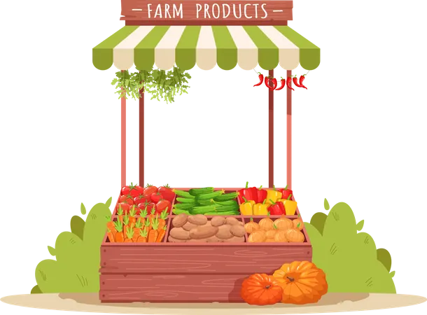 Fresh Farm Vegetables Kiosk  Illustration