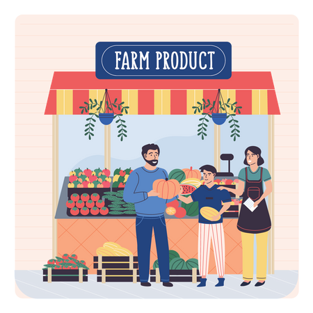 Fresh Farm Vegetables Kiosk  Illustration