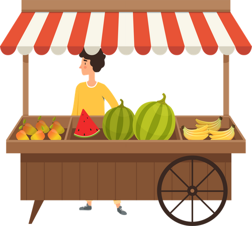 Fresh fruit stall Illustration