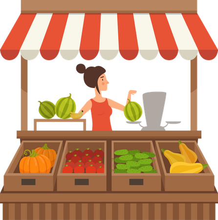 Fresh Fruit stall Illustration