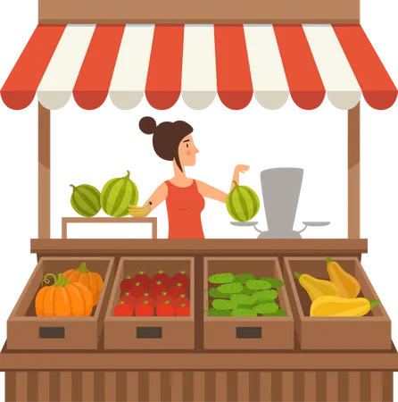 Fresh Fruit stall Illustration