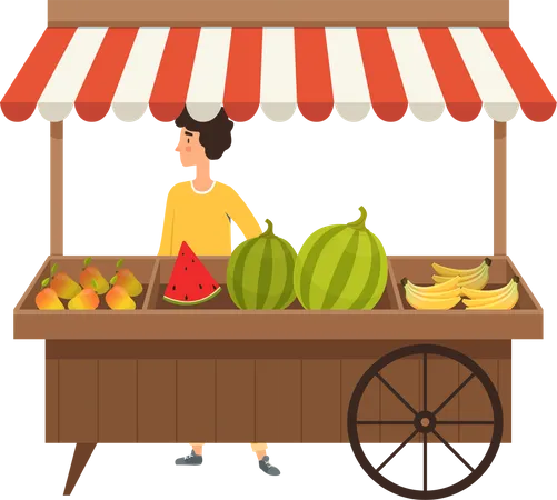 Fresh fruit stall  Illustration