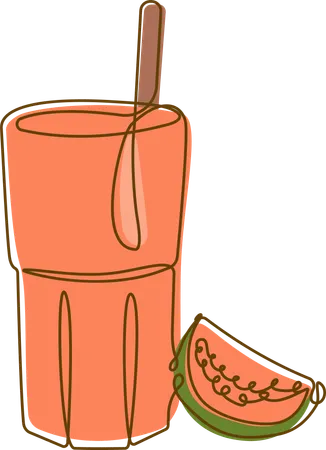 Fresh Guava Juice In Glass With Straw  Illustration