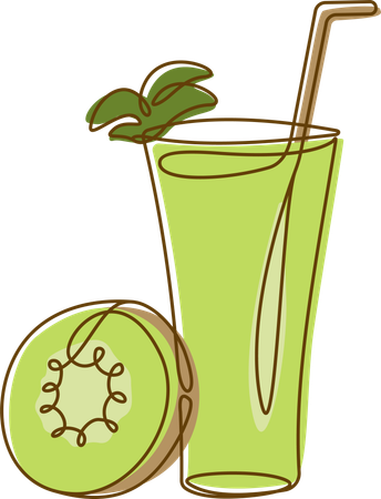 Fresh Melon Juice In Glass With Straw  Illustration