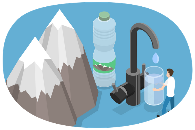 Fresh mineral water from mountain  Illustration