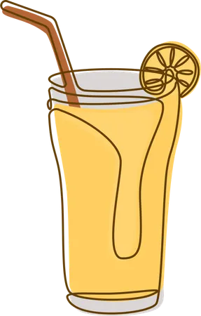 Fresh Orange Juice In Glass With Straw  Illustration