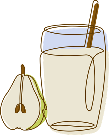 Fresh Pear Juice In Glass With Straw  Illustration