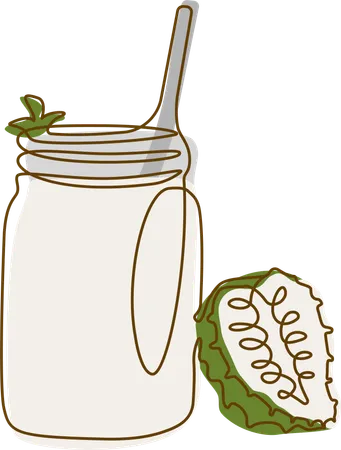 Fresh Soursop Juice In Glass With Straw  Illustration