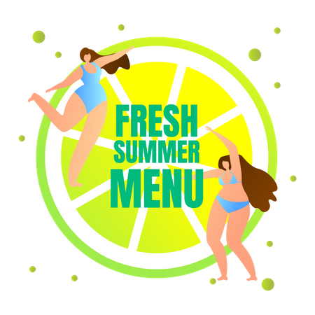 Fresh summer menu on beach theme Illustration