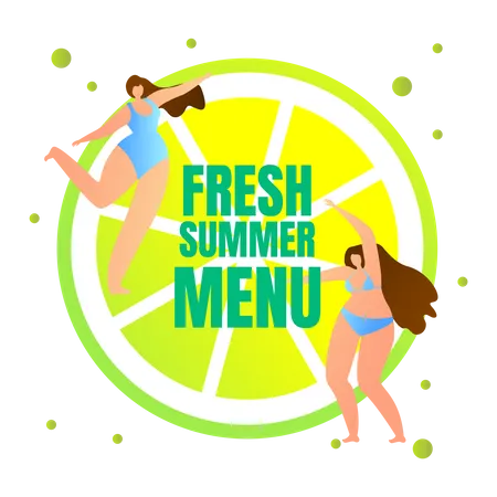 Fresh summer menu on beach theme Illustration