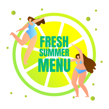 Fresh summer menu on beach theme  Illustration