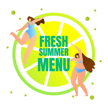 Fresh summer menu on beach theme  Illustration